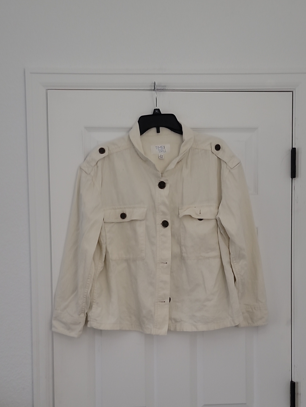 Cream Utility Jacket with Button Details